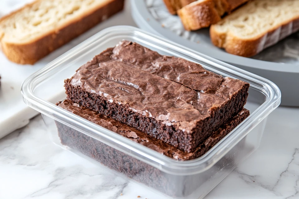 Bread Slice Keeping Brownies Fresh