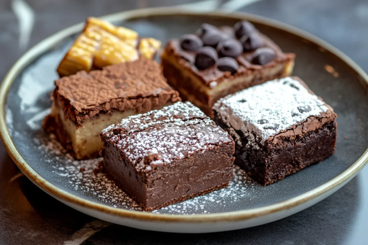 Brownie types on a plate