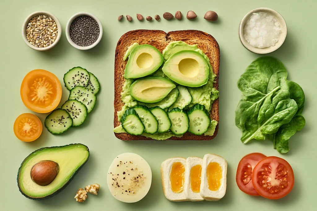 Calorie chart of avocado toast ingredients