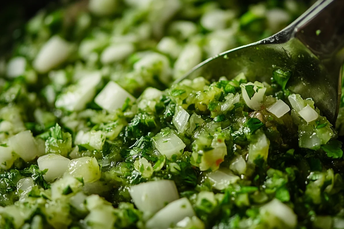 Taco with salsa verde and toppings