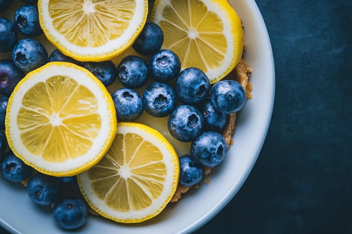 Lemon and blueberry dessert