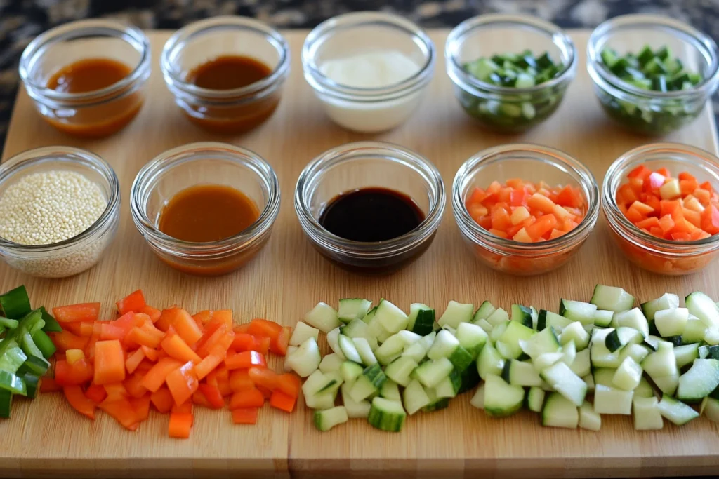 Stir-fry sauce ingredients preparation	