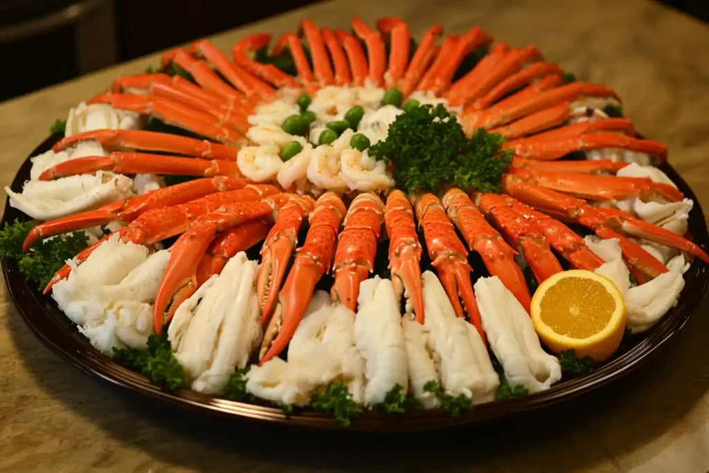 "Seafood platter arrangement"