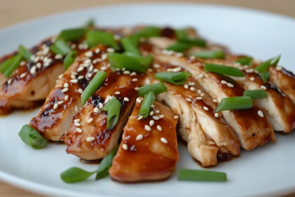 Teriyaki chicken with Kikkoman glaze