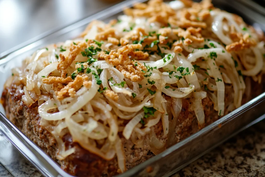 Assembled french onion meatloaf